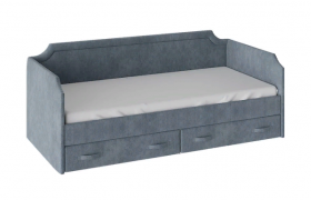 Кровать с мягкой обивкой и ящиками «Кантри» Тип 1 (900) (Замша синяя) в Горняке - gornyak.katalogmebeli.com | фото 1