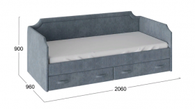 Кровать с мягкой обивкой и ящиками «Кантри» Тип 1 (900) (Замша синяя) в Горняке - gornyak.katalogmebeli.com | фото 3