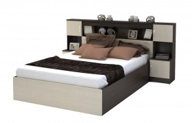 Кровать с прикроватным блоком КР 552 Спальня Basya (венге/белфорт) в Горняке - gornyak.katalogmebeli.com | фото