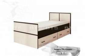 Кровать Сакура с настилом и ящиками 0,9 (Венге/Лоредо) в Горняке - gornyak.katalogmebeli.com | фото
