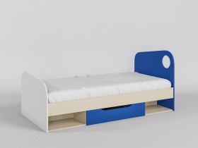 Кровать Скай 1950х950 (Синий/Белый/корпус Клен) в Горняке - gornyak.katalogmebeli.com | фото