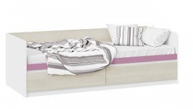 Кровать «Сканди» с 2 ящиками Дуб Гарден/Белый/Лиловый в Горняке - gornyak.katalogmebeli.com | фото 1