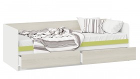 Кровать «Сканди» с 2 ящиками Дуб Гарден/Белый/Зеленый в Горняке - gornyak.katalogmebeli.com | фото 2