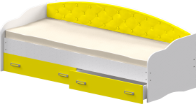 Кровать Софа-7 с мягкой спинкой (800х1900) Белый/Желтый в Горняке - gornyak.katalogmebeli.com | фото