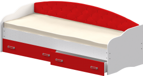 Кровать Софа-7 с мягкой спинкой (800х1900) Белый/Красный в Горняке - gornyak.katalogmebeli.com | фото