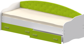 Кровать Софа-7 с мягкой спинкой (800х1900) Белый/Лайм в Горняке - gornyak.katalogmebeli.com | фото