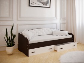 Кровать Софа-7 с мягкой спинкой (800х1900) Венге/ Белый в Горняке - gornyak.katalogmebeli.com | фото