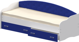 Кровать Софа-7 с мягкой спинкой (800х2000) Белый/Синий в Горняке - gornyak.katalogmebeli.com | фото