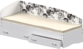 Кровать Софа-9 с мягкой спинкой с рисунком Милана (900х1900) Белый в Горняке - gornyak.katalogmebeli.com | фото