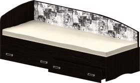 Кровать Софа-9 с мягкой спинкой с рисунком Милана (900х2000) Венге в Горняке - gornyak.katalogmebeli.com | фото