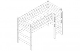 Кровать Соня вариант 5 полувысокая с прямой лестницей белый полупрозрачный в Горняке - gornyak.katalogmebeli.com | фото 3