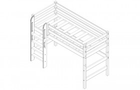 Кровать Соня вариант 5 полувысокая с прямой лестницей белый полупрозрачный в Горняке - gornyak.katalogmebeli.com | фото 4