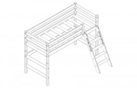 Кровать Соня вариант 6 полувысокая с наклонной лестницей Белый полупрозрачный в Горняке - gornyak.katalogmebeli.com | фото 3