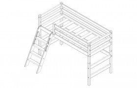 Кровать Соня вариант 6 полувысокая с наклонной лестницей Белый полупрозрачный в Горняке - gornyak.katalogmebeli.com | фото 4
