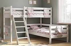 Кровать Соня вариант 8 угловая с наклонной лестницей Белый полупрозрачный в Горняке - gornyak.katalogmebeli.com | фото
