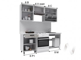 Кухня Салли 2.0 м с окапом (белый/сандал белый, серый/26 мм/дуб вотан) в Горняке - gornyak.katalogmebeli.com | фото 3
