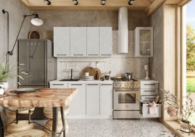 Кухонный гарнитур Нувель 1800мм белый/бетон белый в Горняке - gornyak.katalogmebeli.com | фото