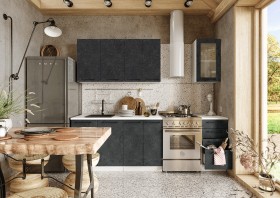 Кухонный гарнитур Нувель 1800мм белый/бетон черный в Горняке - gornyak.katalogmebeli.com | фото 1