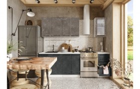 Кухонный гарнитур Нувель 1800мм белый/бетон коричневый/бетон черный в Горняке - gornyak.katalogmebeli.com | фото