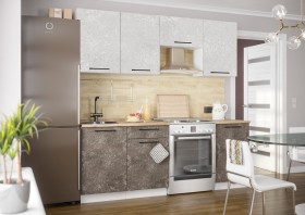 Кухонный гарнитур Нувель 2100мм белый/бетон коричневый в Горняке - gornyak.katalogmebeli.com | фото