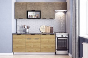 Кухонный гарнитур Стоун 2.2 (белый/камень темно-серый/акация светлая) в Горняке - gornyak.katalogmebeli.com | фото