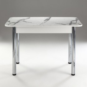 Кухонный стол 1100*700/400 ф 2 Пластик, мрамор белый в Горняке - gornyak.katalogmebeli.com | фото 1