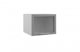 Квадро ГВПГС 600 шкаф верхний горизонтальный глубокий со стеклом высокий (Ваниль кожа/корпус Серый) в Горняке - gornyak.katalogmebeli.com | фото