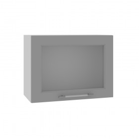 Квадро ВПГС 600 шкаф верхний горизонтальный со стеклом высокий (Ваниль кожа/корпус Серый) в Горняке - gornyak.katalogmebeli.com | фото