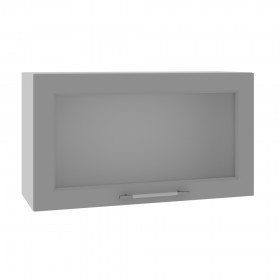 Квадро ВПГС 800 шкаф верхний горизонтальный со стеклом высокий (Лунный свет/корпус Серый) в Горняке - gornyak.katalogmebeli.com | фото