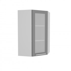 Квадро ВПУС 550 шкаф верхний угловой со стеклом высокий (Железо/корпус Серый) в Горняке - gornyak.katalogmebeli.com | фото