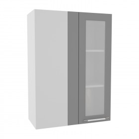 Квадро ВПУС 650 шкаф верхний угловой со стеклом высокий (Железо/корпус Серый) в Горняке - gornyak.katalogmebeli.com | фото