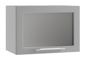 Лофт ПГС 500 шкаф верхний горизонтальный со стеклом (Штукатурка белая/корпус Серый) в Горняке - gornyak.katalogmebeli.com | фото