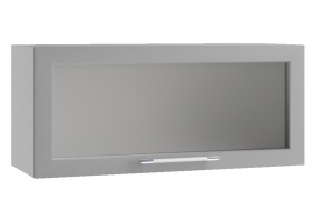 Лофт ПГС 800 шкаф верхний горизонтальный со стеклом (Штукатурка белая/корпус Серый) в Горняке - gornyak.katalogmebeli.com | фото