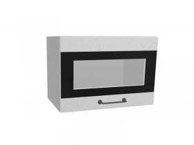 Лофт ПГСФ 500 шкаф верхний горизонтальный со стеклом и фотопечатью (Штукатурка белая/корпус Серый) в Горняке - gornyak.katalogmebeli.com | фото