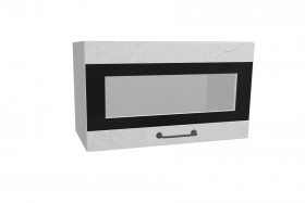 Лофт ПГСФ 600 шкаф верхний горизонтальный со стеклом и фотопечатью (Штукатурка белая/корпус Серый) в Горняке - gornyak.katalogmebeli.com | фото