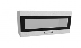 Лофт ПГСФ 800 шкаф верхний горизонтальный со стеклом и фотопечатью (Штукатурка белая/корпус Серый) в Горняке - gornyak.katalogmebeli.com | фото