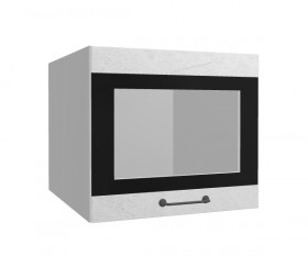 Лофт ВПГСФ 500 шкаф верхний горизонтальный со стеклом высокий с фотопечатью (Штукатурка белая/корпус Серый) в Горняке - gornyak.katalogmebeli.com | фото