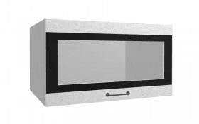 Лофт ВПГСФ 800 шкаф верхний горизонтальный со стеклом высокий с фотопечатью (Штукатурка белая/корпус Серый) в Горняке - gornyak.katalogmebeli.com | фото