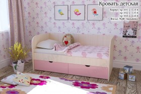Мальвина Кровать детская 2 ящика 1.6 Розовыйй глянец в Горняке - gornyak.katalogmebeli.com | фото