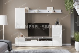 Мебель для гостиной МГС 4 (Белый/Белый глянец) в Горняке - gornyak.katalogmebeli.com | фото