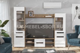 Мебель для гостиной МГС 6 (Исполнение 1/Дуб золотой/Белый глянец) в Горняке - gornyak.katalogmebeli.com | фото