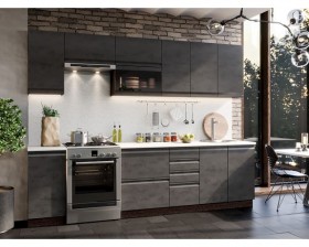 Модульная кухня Бруклин 2,8 м (Бетон черный/Венге) в Горняке - gornyak.katalogmebeli.com | фото 1
