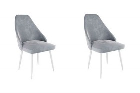 Набор стульев Милан 2 шт (серый велюр/белый) в Горняке - gornyak.katalogmebeli.com | фото