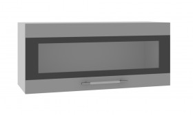 Олива ПГСФ 800 Шкаф верхний горизонтальный со стеклом с фотопечатью (Снег глянец/корпус Серый) в Горняке - gornyak.katalogmebeli.com | фото