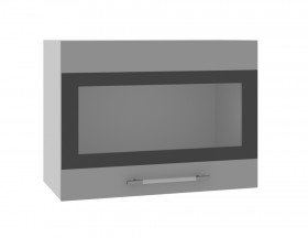 Олива ВПГСФ 600 Шкаф верхний горизонтальный со стеклом с фотопечатью высокий (Снег глянец/корпус Серый) в Горняке - gornyak.katalogmebeli.com | фото