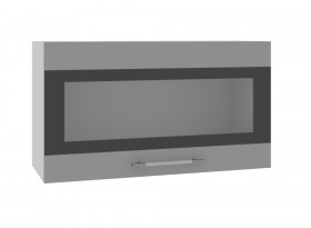 Олива ВПГСФ 800 Шкаф верхний горизонтальный со стеклом с фотопечатью высокий (Снег глянец/корпус Серый) в Горняке - gornyak.katalogmebeli.com | фото