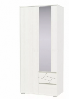 Шкаф 2-х дверный с ящиками Аделина 1000 Рамух белый в Горняке - gornyak.katalogmebeli.com | фото