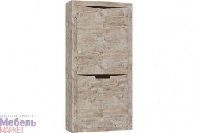 Шкаф 2-х створчатый комбинированный Хилтон (Дуб юкон/Гранж) в Горняке - gornyak.katalogmebeli.com | фото
