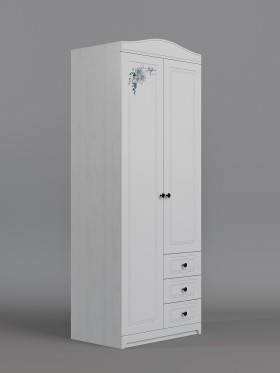 Шкаф 2-х створчатый с ящиками Бэлла (Выбеленное дерево/Белый) в Горняке - gornyak.katalogmebeli.com | фото