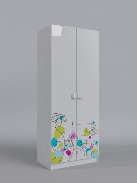 Шкаф 2-х створчатый с ящиками Флёр (Белый/корпус Выбеленное дерево) в Горняке - gornyak.katalogmebeli.com | фото